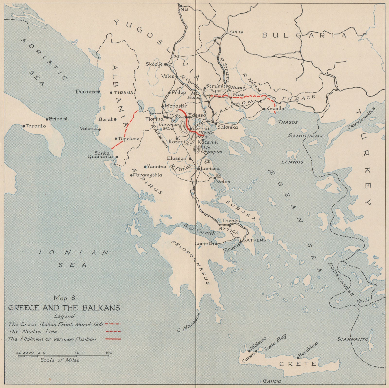OPERATION MARITA 1941. Greece and the Balkans. World War 2 1956 old map